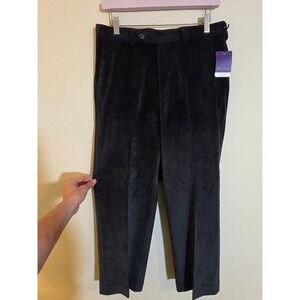 Alan Flusser Mens Black Corduroy Stretch Pants Straight Leg 32x32 NWT‎